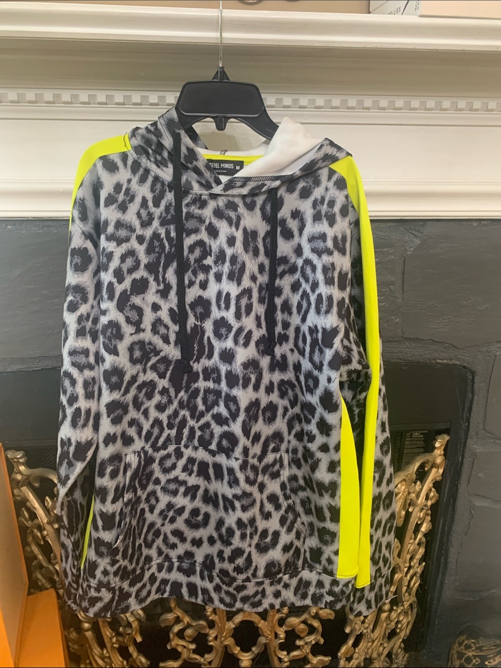 Leopard Print Hoodie with Neon Yellow Accents - Women's Sweatshirt